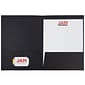 JAM Paper 2-Pocket Presentation Folders, Black Linen, 100/Box (99594)