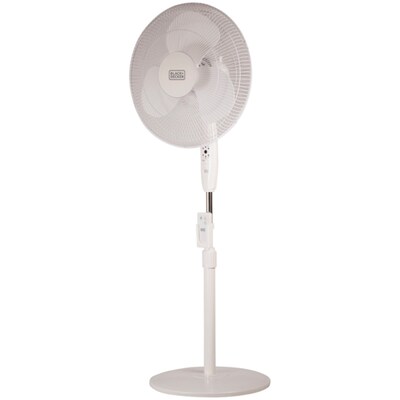 BLACK+DECKER 16 in. 3-Speed Oscillating Stand Fan with Remote, White (BFSR16W)