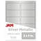 JAM Paper Laser/Inkjet Shipping Address Labels, 2 x 4, Silver Metallic, 10 Labels/Sheet, 12 Sheets
