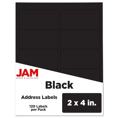 JAM Paper Laser/Inkjet Shipping Address Labels, 2 x 4, Black, 10 Labels/Sheet, 12 Sheets/Pack (302