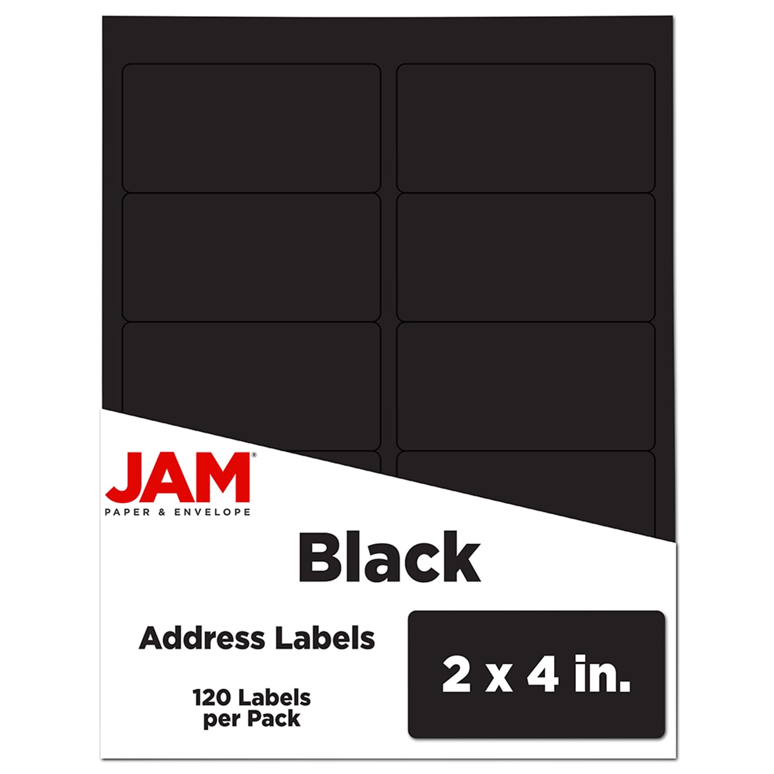 JAM Paper Laser/Inkjet Shipping Address Labels, 2 x 4, Black, 10 Labels/Sheet, 12 Sheets/Pack (302224394)