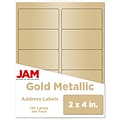 JAM Paper Laser/Inkjet Shipping Labels, 2 x 4, Gold Metallic, 10 Labels/Sheet, 12 Sheets/Pack (407