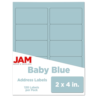 JAM Paper Shipping Labels, 2 x 4, Baby Blue, 10 Labels/Sheet, 12 Sheets/Pack (4052896)