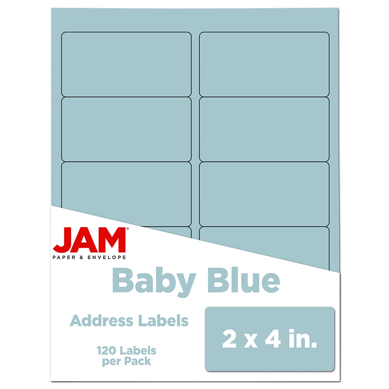 JAM Paper Shipping Labels, 2 x 4, Baby Blue, 10 Labels/Sheet, 12 Sheets/Pack (4052896)