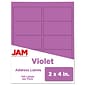 JAM Paper Laser/Inkjet Shipping Address Labels, 2" x 4", Violet Purple, 10 Labels/Sheet, 12 Sheets/Pack (302725790)