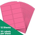 JAM Paper Laser/Inkjet Shipping Address Label, 2 x 4, Ultra Pink, 10 Labels/Sheet, 12 Sheets/Pack