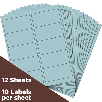 JAM Paper Shipping Labels, 2 x 4, Baby Blue, 10 Labels/Sheet, 12 Sheets/Pack (4052896)