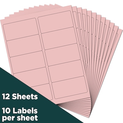 JAM Paper Shipping Labels, 2" x 4", Baby Pink, 10 Labels/Sheet, 12 Sheets/Pack (4052897)