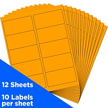 JAM Paper Laser/Inkjet Shipping Labels, 2 x 4, Neon Orange, 10 Labels/Sheet, 12 Sheets/Pack (35432