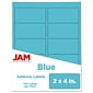 JAM Paper Laser/Inkjet Shipping Address Labels, 2 x 4, Blue, 10 Labels/Sheet, 12 Sheets/Pack (3027