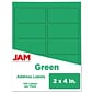 JAM Paper Laser/Inkjet Shipping Address Labels, 2" x 4", Green, 10 Labels/Sheet, 12 Sheets/Pack (302725774)