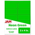 JAM Paper Laser/Inkjet Shipping Labels, 2 x 4, Neon Green, 10 Labels/Sheet, 12 Sheets/Pack (354328
