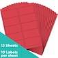 JAM Paper Shipping Labels, 2" x 4", Red, 10 Labels/Sheet, 12 Sheets/Pack (4514940)