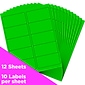 JAM Paper Laser/Inkjet Shipping Address Labels, 2" x 4", Neon Green, 10 Labels/Sheet, 12 Sheets/Pack (354328017)