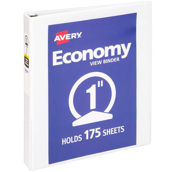 Avery Economy 1 3-Ring View Binder, White (5711)