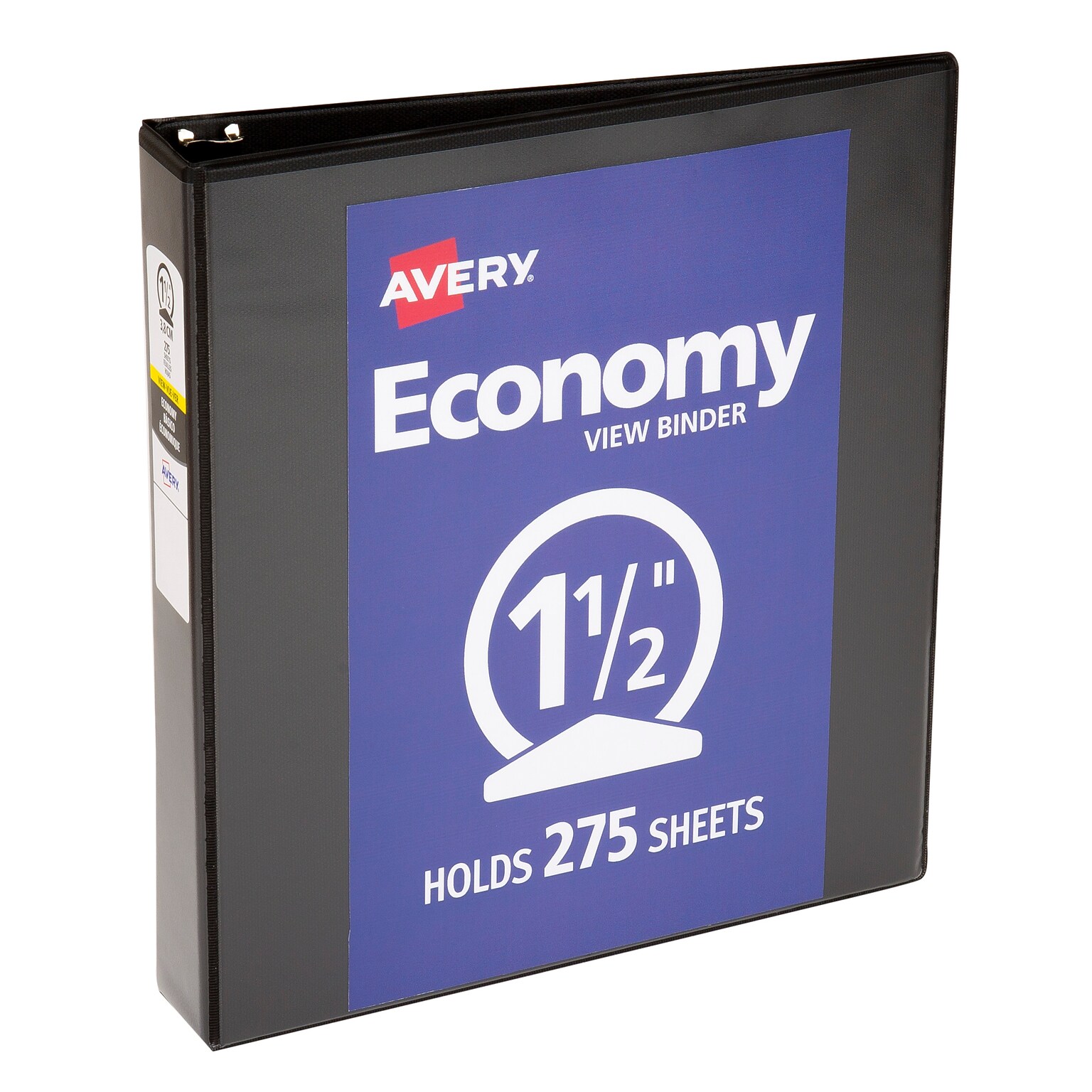 Avery Economy 1 1/2 3-Ring View Binders, Round Ring, Black (5725)