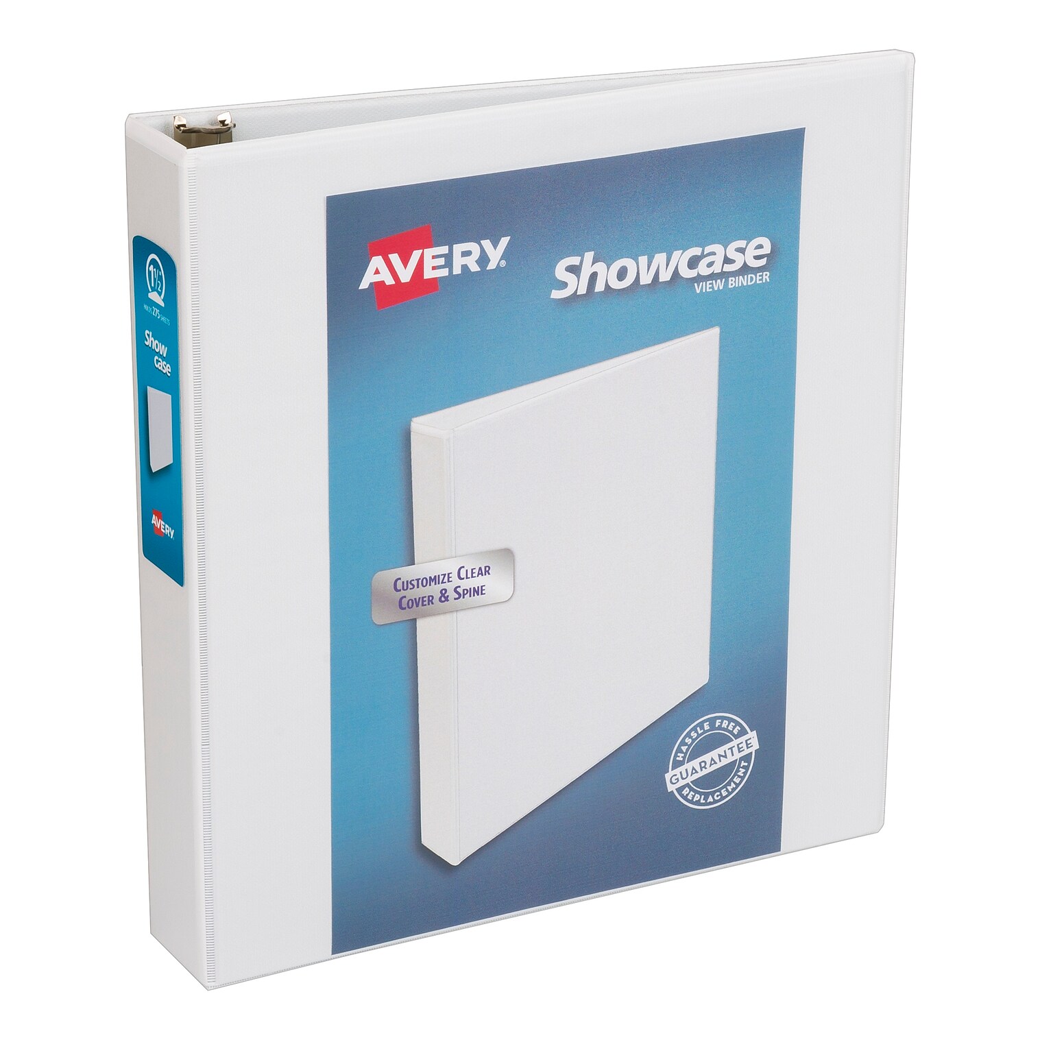 Avery Showcase 1 1/2 3-Ring View Binders, Slant Ring, White (19651)