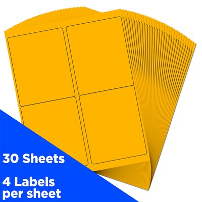 JAM Paper Shipping Labels, 4 x 5, Neon Orange, 4 Labels/Sheet, 30 Sheets/Pack (354329159)