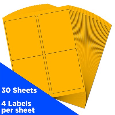 JAM Paper Shipping Labels, 4" x 5", Neon Orange, 4 Labels/Sheet, 30 Sheets/Pack (354329159)