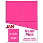 JAM Paper Laser/Inkjet Shipping  Labels, 4" x 5", Neon Pink, 4 Labels/Sheet, 30 Sheets/Pack (354329165)