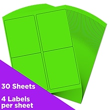 JAM Paper Shipping Labels, 4 x 5, Neon Green, 4 Labels/Sheet, 30 Sheets/Pack (354329156)