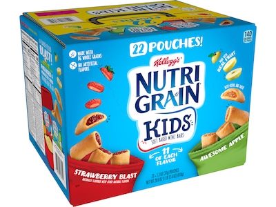 Nutri-Grain Variety Pack Kids Mini Bars, Strawberry Blast/Awesome Apple, 1.3 oz., 22/Carton (3800023694)
