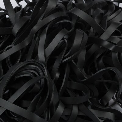 JAM Paper Colored Multi-Purpose #64 Rubber Bands, 3.5" x 0.25", Latex Free, Black, 100/Pack (33364RBBL)