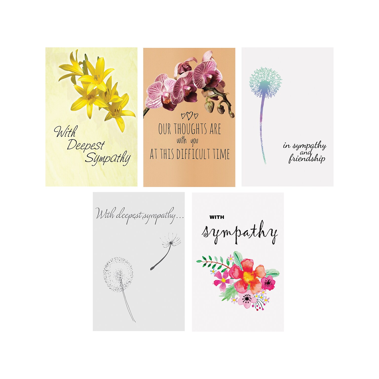 Better Office Sympathy Cards with Envelopes, 6 x 4, Assorted Colors, 100/Pack (64540)