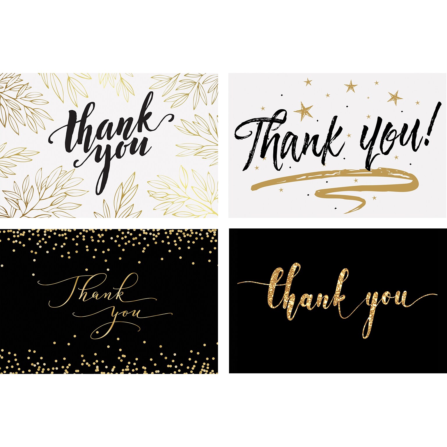 Better Office Thank You Cards with Envelopes, 4 x 6, Black/Gold, 100/Pack (64520)