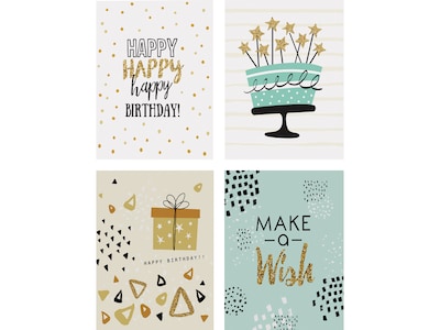 Better Office Birthday Cards with Envelopes, 6 x 4, Assorted Colors, 100/Pack (64530)