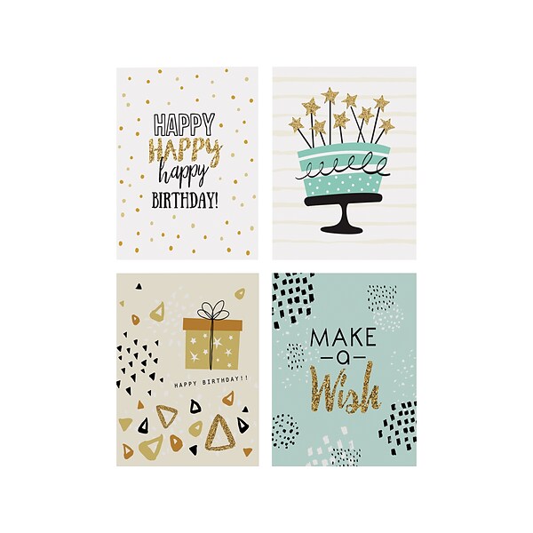 Better Office Birthday Cards with Envelopes, 6 x 4, Assorted Colors, 100/Pack (64530)