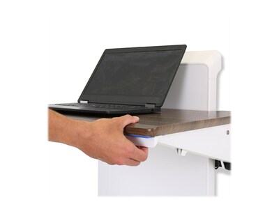 Ergotron WorkFit Elevate 28" Wall Mounted Sit & Stand Desk, Snow White/Walnut Hills (24-804-S894)