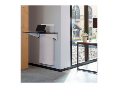 Ergotron WorkFit Elevate 28" Wall Mounted Sit & Stand Desk, Snow White/Walnut Hills (24-804-S894)