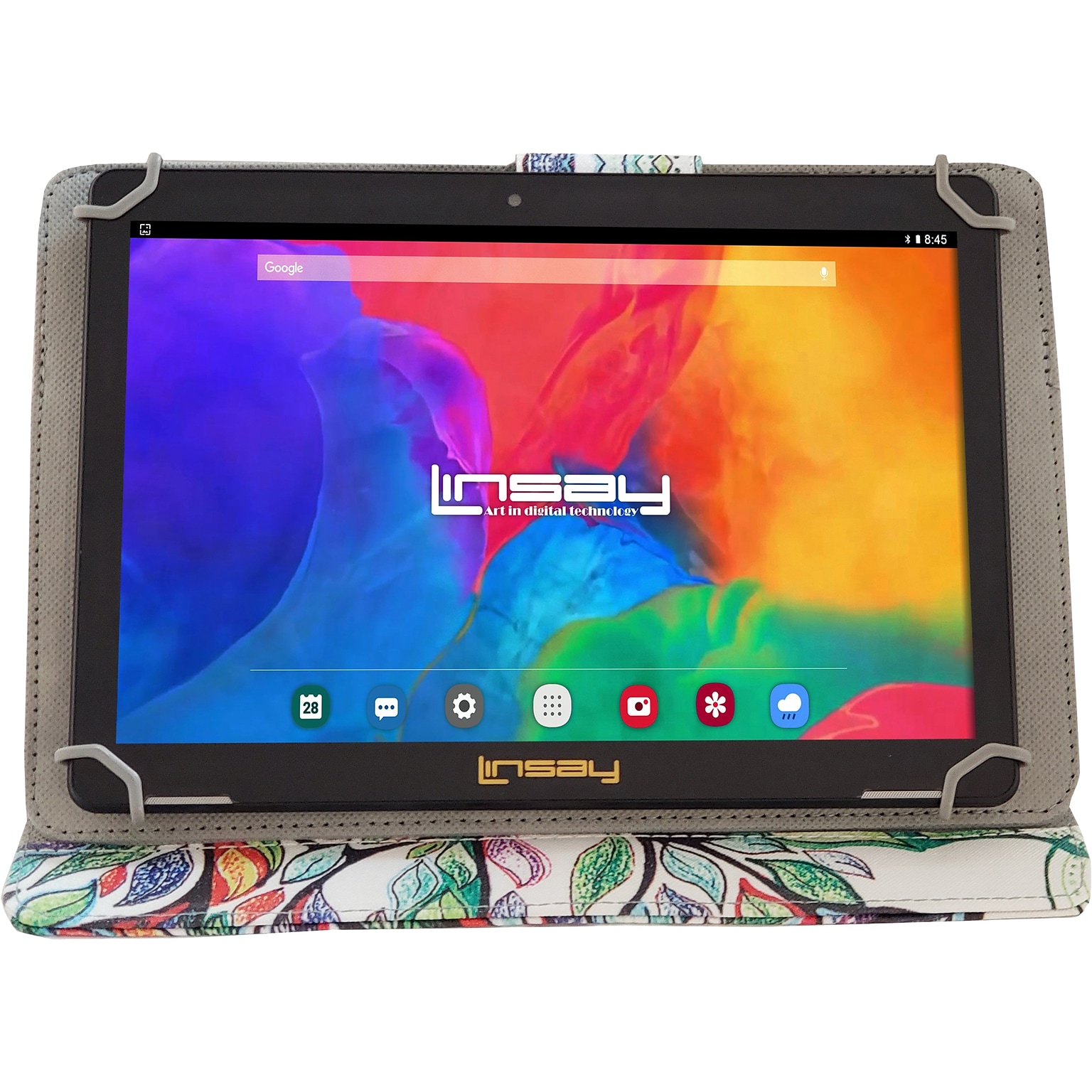 Linsay 10.1 Tablet with Tree Marble Case, 2GB RAM, 64GB Storage, Android 13, Black (F10IPCMT)