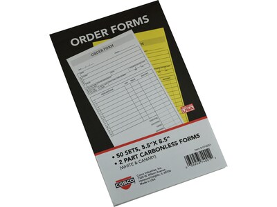 Cosco Simple 2-Part Carbonless Work Orders, 5.5 x 8.5, 50 Sets/Book (074001)