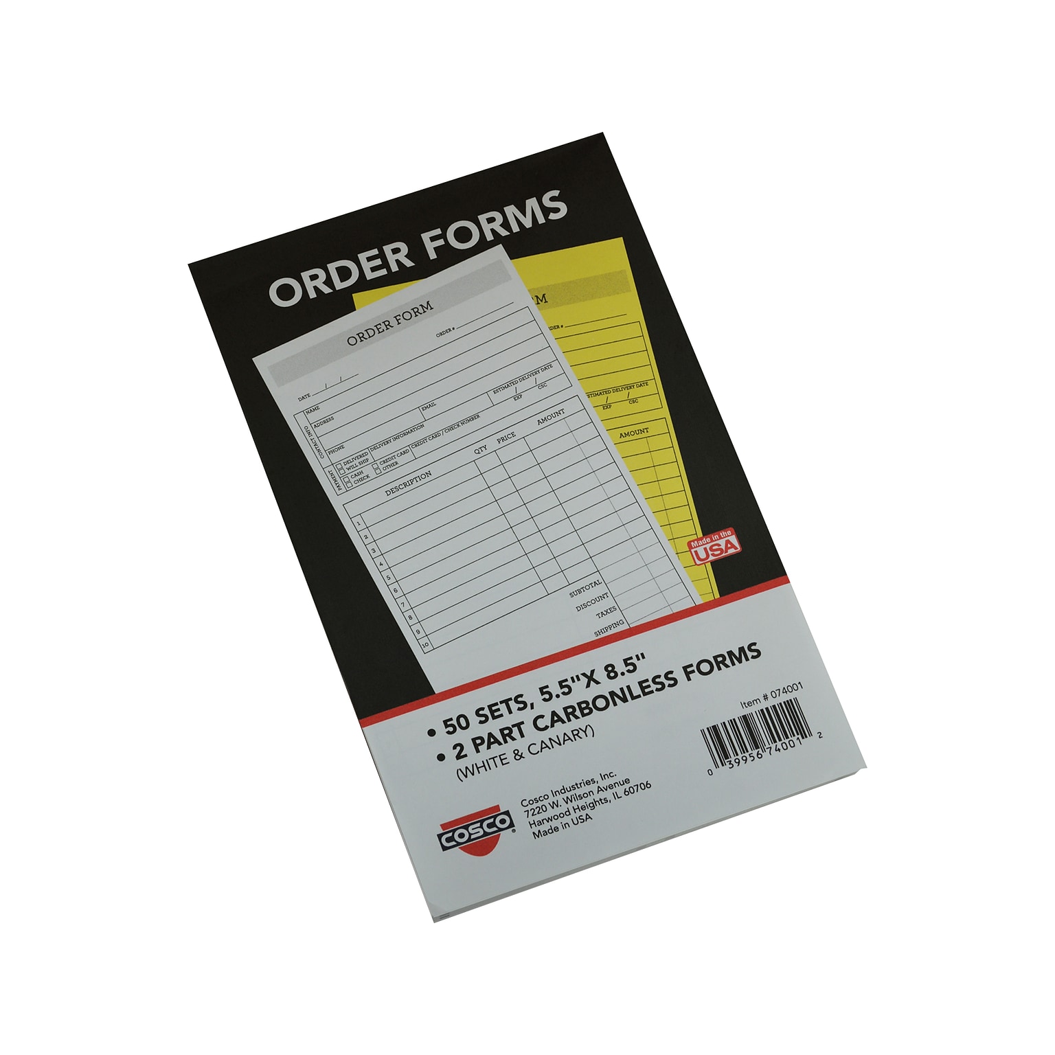 Cosco Simple 2-Part Carbonless Work Orders, 5.5 x 8.5, 50 Sets/Book (074001)