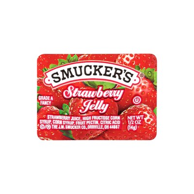 Smuckers Strawberry Jelly Single Serve Packs, 0.5 oz, Pack of 200 (307-00034)