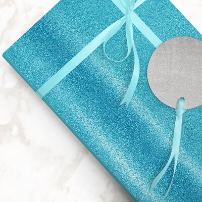 JAM Paper Wrapping Paper, 25 Sq. Ft, Aqua Blue (354530531)