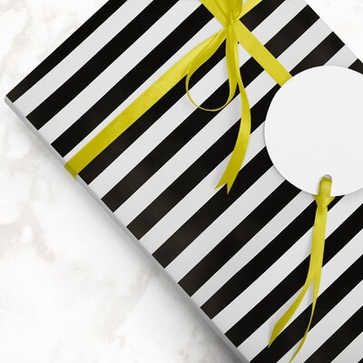 JAM Paper Wrapping Paper, 25 Sq. ft. x 30", Black & White Stripes (226531182)