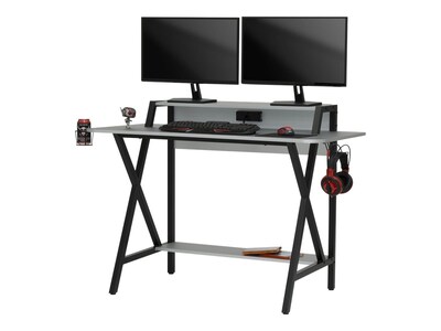 Studio Designs Challenger 53" Metal Computer Desk, Silver/Black (51256)