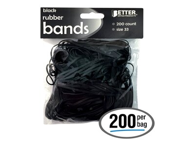 Better Office Multi-Purpose #33 Rubber Bands, 3.5 x 0.125, Brilliant Black, 200/Pack (33901)
