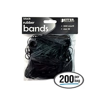 Better Office Multi-Purpose #33 Rubber Bands, 3.5 x 0.125, Latex Free, Brilliant Black, 200/Pack (