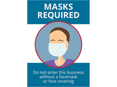 ComplyRight Masks Required Personal Protection Poster, Blue/White (N0120)
