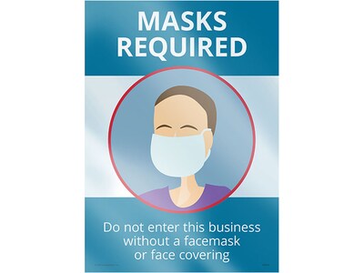 ComplyRight Window Cling, Mask Required, 10 x 14, Blue/White (N0133)
