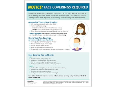 ComplyRight Face Covering Required Personal Protection Poster, Blue/White (N0117)