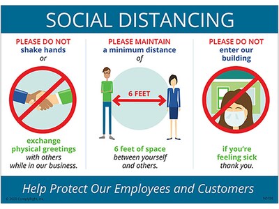 ComplyRight Social Distancing Personal Protection Poster, White/Blue/Red (N0106)