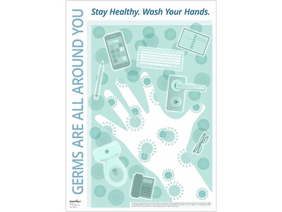 ComplyRight Wash Your Hands Personal Protection Poster, Blue/White (N0112)