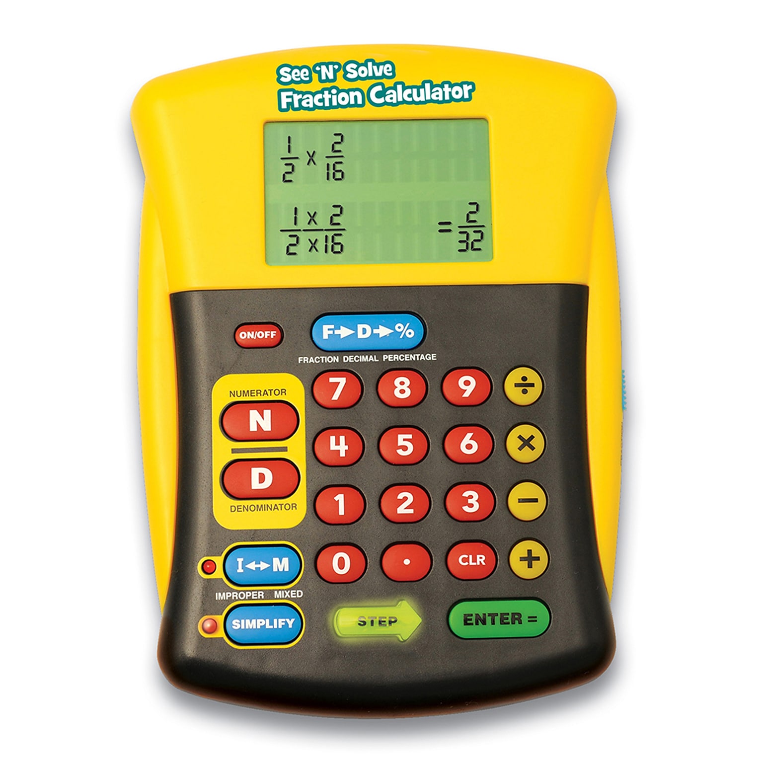 Educational Insights See n Solve Over 16-Digit Battery Powered Basic Calculator, Gray/Yellow (8479)
