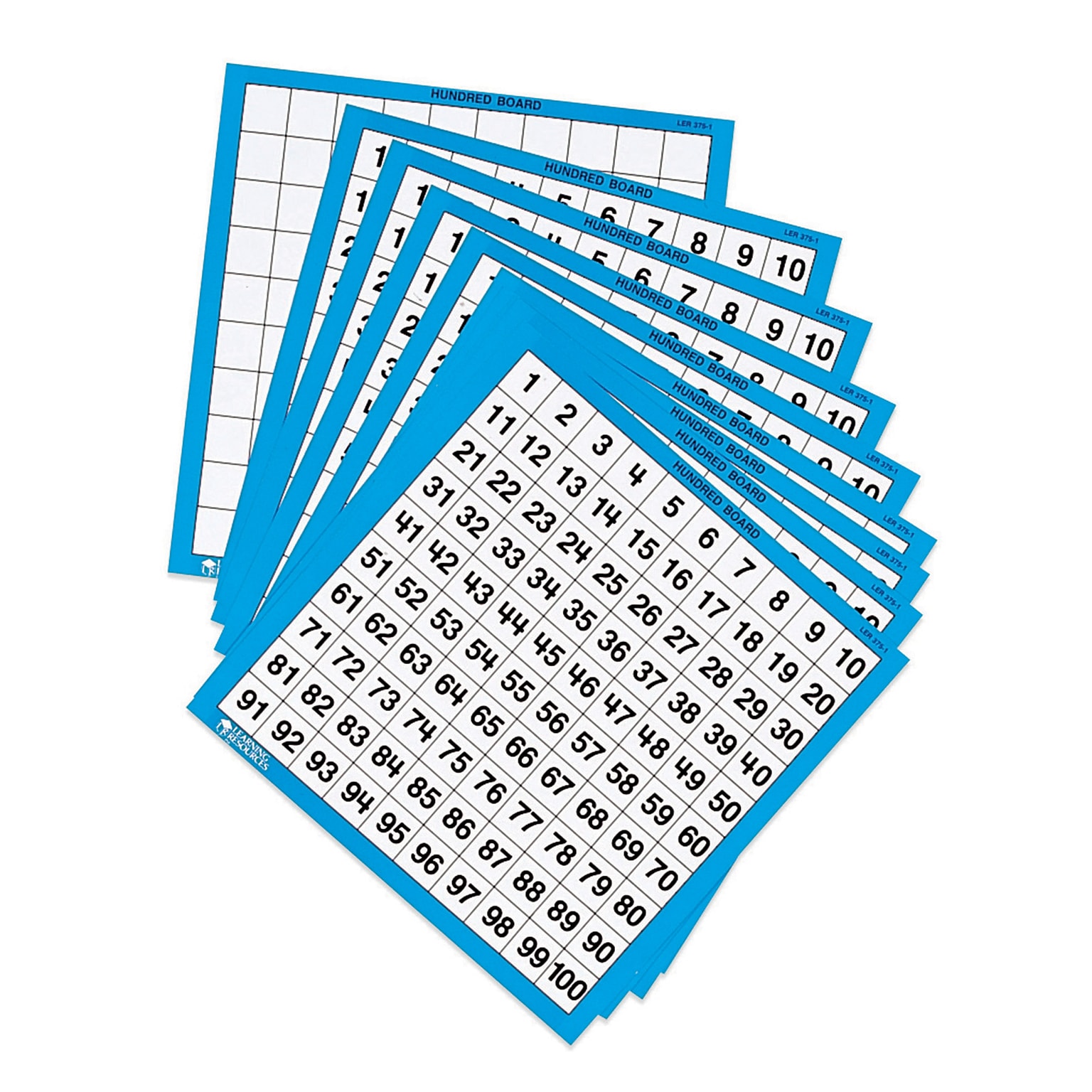 Learning Resources Laminated Hundred Boards, Pack of 10 (LER0375)