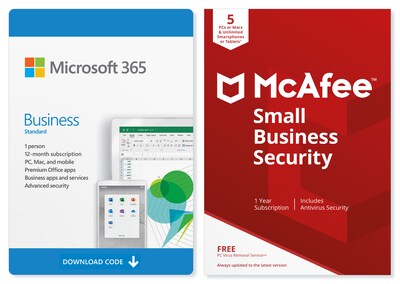 Microsoft Office 365 Business Premium, With McAfee® Small Business Security Bundle (Windows/Mac) (1 User) [Download]